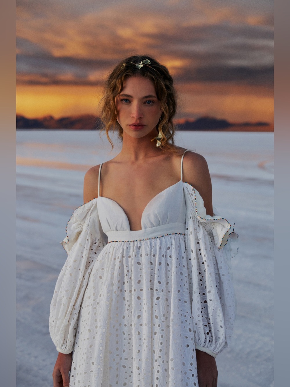 FARM Rio White Eyelet Maxi Dress
